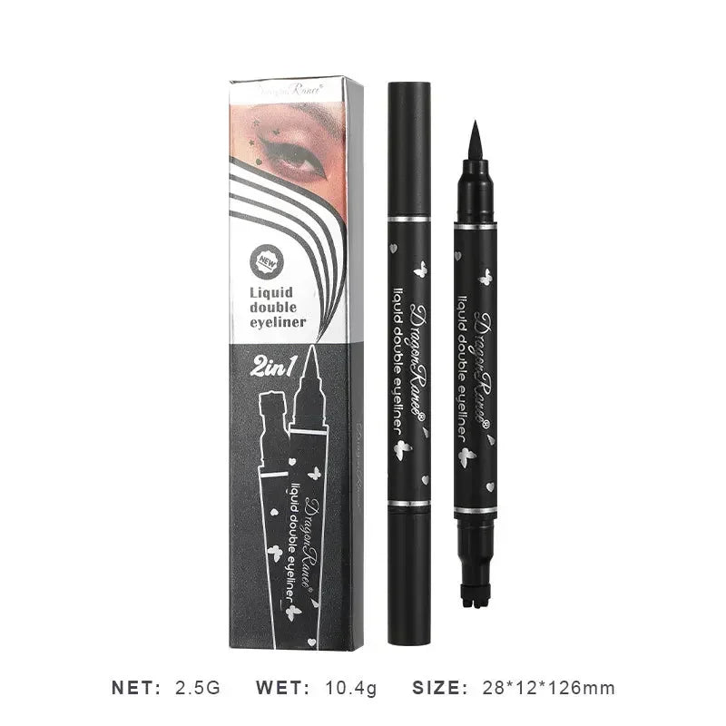 2 in 1 Butterfly Seal Eyeliner Pen, Star/Moon Stamp, Long-Lasting Waterproof Black Liquid Eye Liner Pencil, Unisex