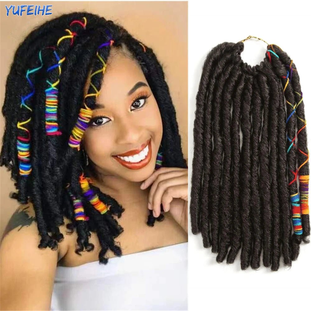 Faux Locks Crochet Hair Natural Hair Extensions Synthetic Crochet Braiding Hair Dreadlocks with Colored Line Short Hair Bundles SWEET T 52
