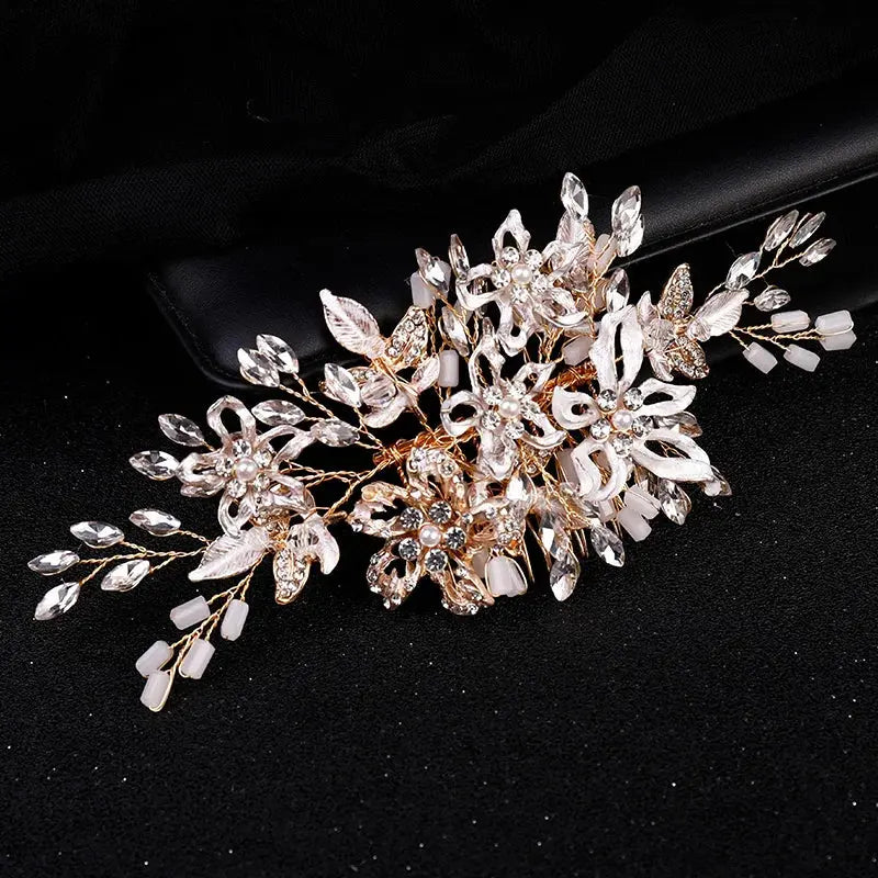 Luxury Crystal Pearl Flower Hair Comb/Headband/Tiara For Women & Girls - Bridal Wedding Hair Accessories/Hair Jewelry-hair accessories-SWEET T 52