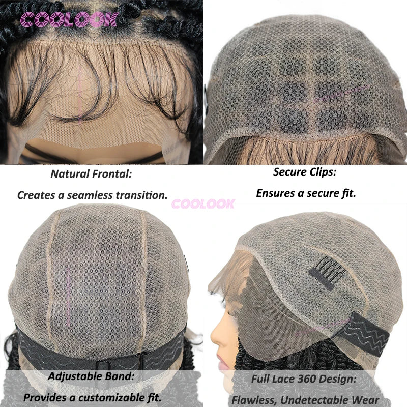 10" Short Bob Wigs Synthetic Braided Wigs For Women Box Braid Full Lace Wig Braid African Cornrow Braids Lace Wigs Cheap Sweet T 52