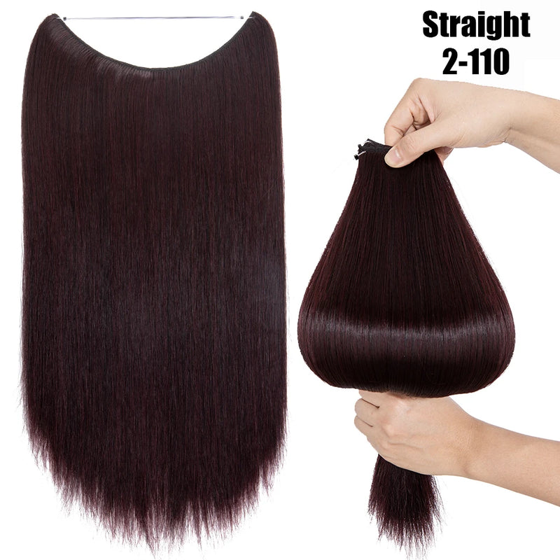 Synthetic 20 Inch Invisible Wire, No Clip-In, Hair Extensions, Fish Line Hairpieces/Hair Extensions Fake Hair For Women