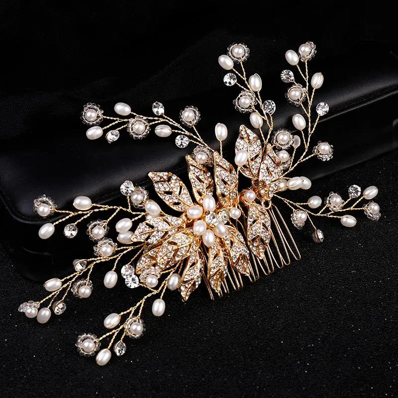 Luxury Crystal Pearl Flower Hair Comb/Headband/Tiara For Women & Girls - Bridal Wedding Hair Accessories/Hair Jewelry-hair accessories-SWEET T 52