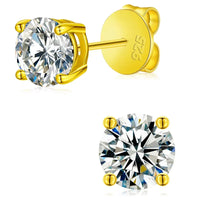 Moissanite Stud Earrings, Marked 925 Sterling Silver