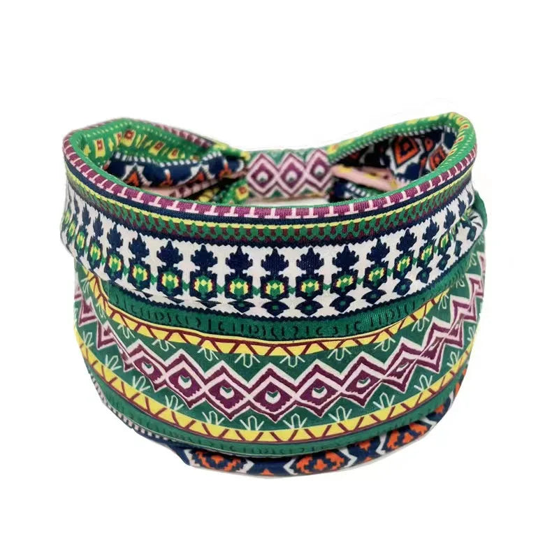 African and Bohemian Twisted Wide Cotton Stretch Headbands for Women & Girls - Headwrap/Turban Headwear, Bandana Headbands