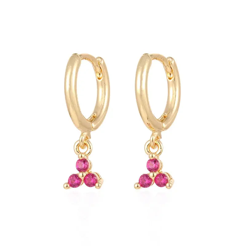 Gold Color Cute Water Drop Earrings For Women & Girls - Zircon Piercing Huggies/Hoop Dangle Earrings-earrings-SWEET T 52