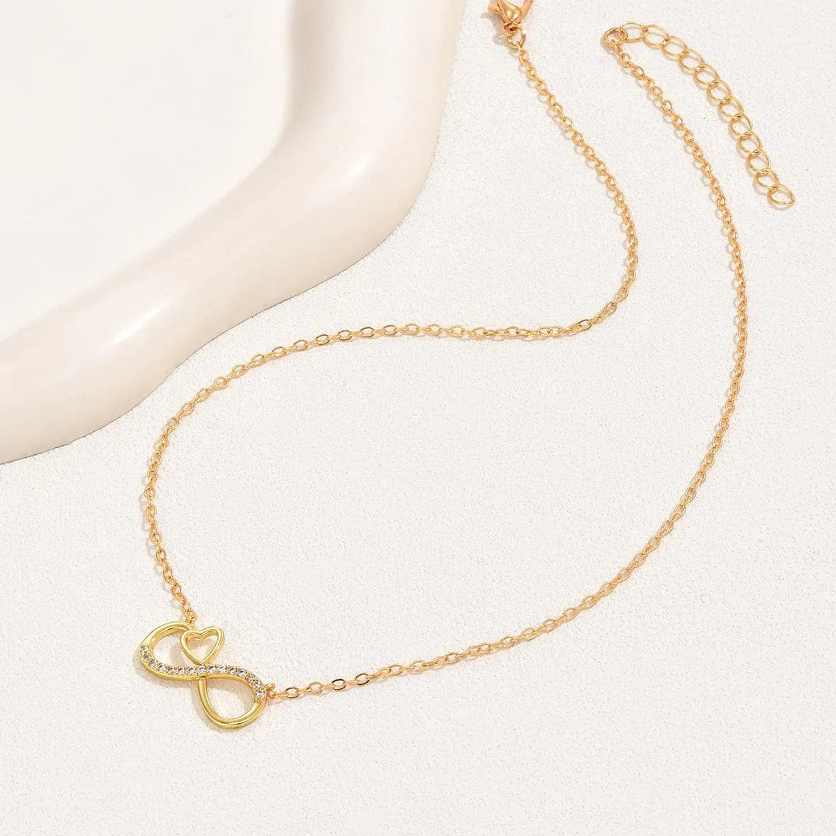 Minimalist Infinity Heart Necklace for Women - Zircon Pendant Chain
