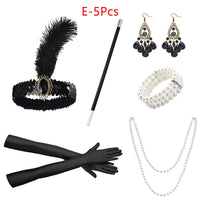 1set 1920's Cosplay Flapper Halloween Charleston Costume 1920s Gatsby Accessories Black Headpiece Great Gatsby Feather Headband Sweet T 52