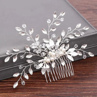 Wedding Hair Combs Bridal Hair Accessories For Women Hair Jewelry Silver Color Pearl Rhinestone Head Jewelry Women Accessories-hair accessories-SWEET T 52