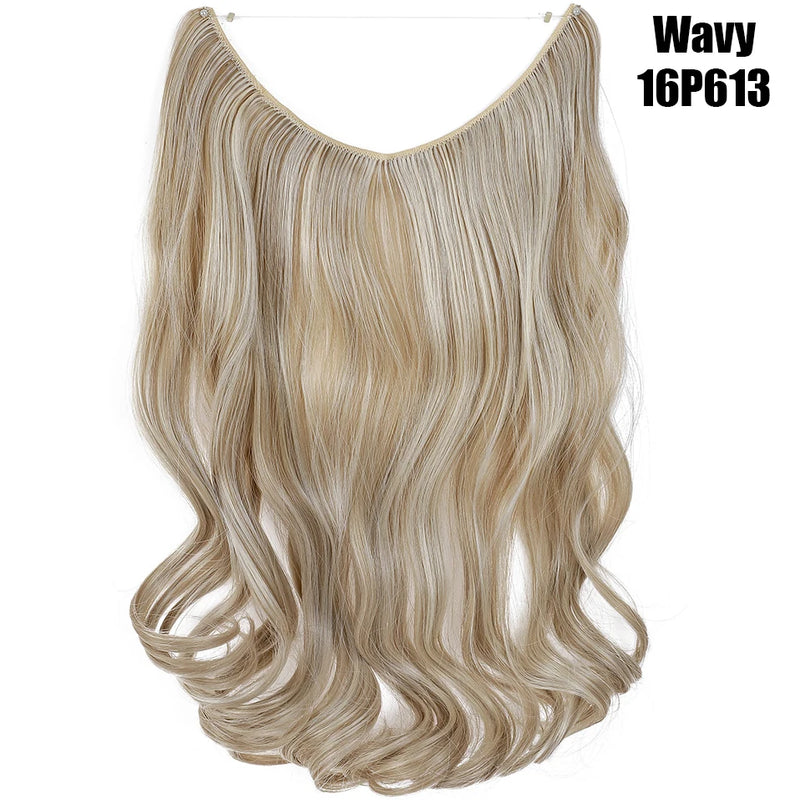 Synthetic 20 Inch Invisible Wire, No Clip-In, Hair Extensions, Fish Line Hairpieces/Hair Extensions Fake Hair For Women