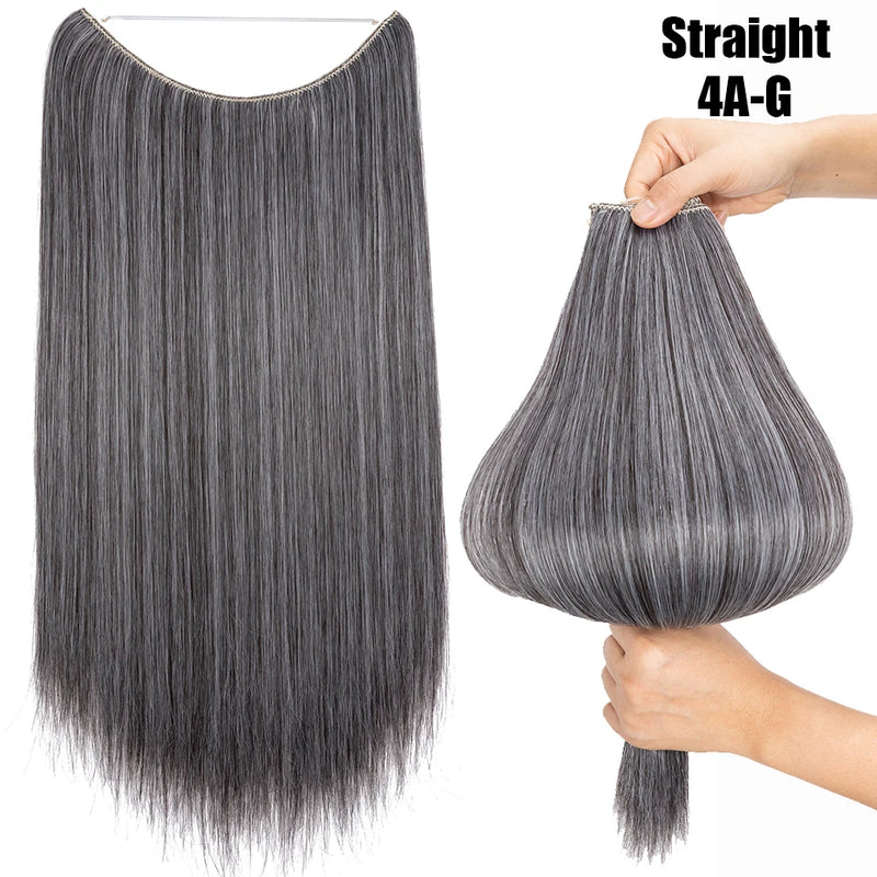 Synthetic 20 Inch Invisible Wire, No Clip-In, Hair Extensions, Fish Line Hairpieces/Hair Extensions Fake Hair For Women