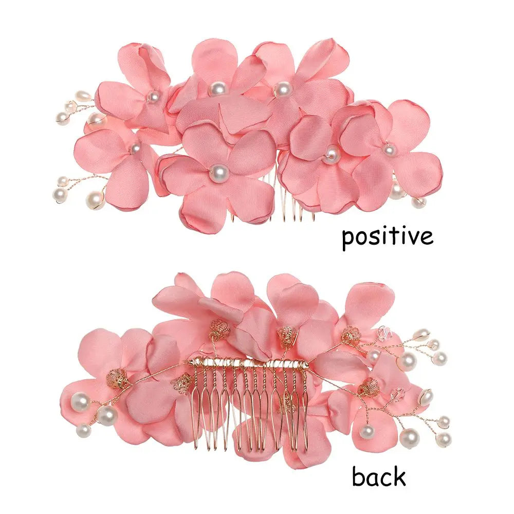 Fashion Bridal Wedding Bridesmaid Red/Pink/Champagne Romantic Flower Hair Clip Hairpin Comb Accessories