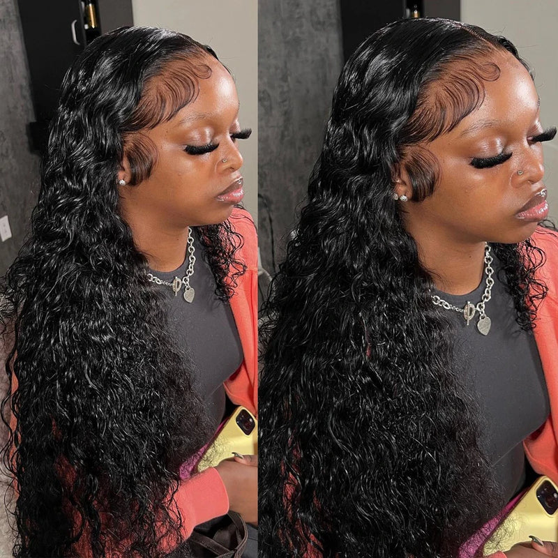 180/250% Density Hd Deep Wave Frontal Wigs, Brazilian Glueless Wigs, 13x4, Curly Lace Front Human Hair Wigs for Women