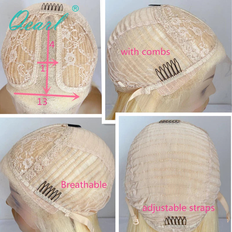 Blonde Human Hair Wigs for Women & Girls - Short Shoulder Length 13x4 HD Lace Frontal Wigs, Glueless