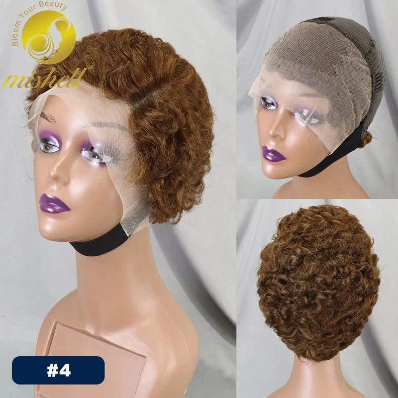 Gray Pixie Cut Wig Bob Human Hair Wigs 180% Density 13x4 Transparent Lace Frontal Short Bob Wig Brazilian Remy Hair for Women Sweet T 52