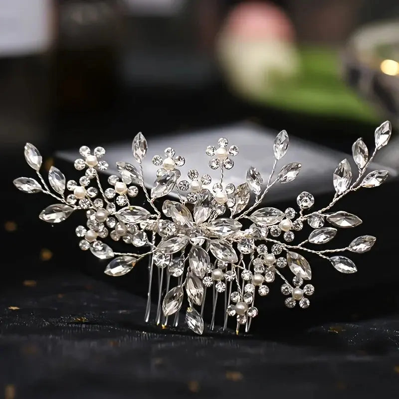 Wedding Hair Combs Bridal Hair Accessories For Women Hair Jewelry Silver Color Pearl Rhinestone Head Jewelry Women Accessories-hair accessories-SWEET T 52