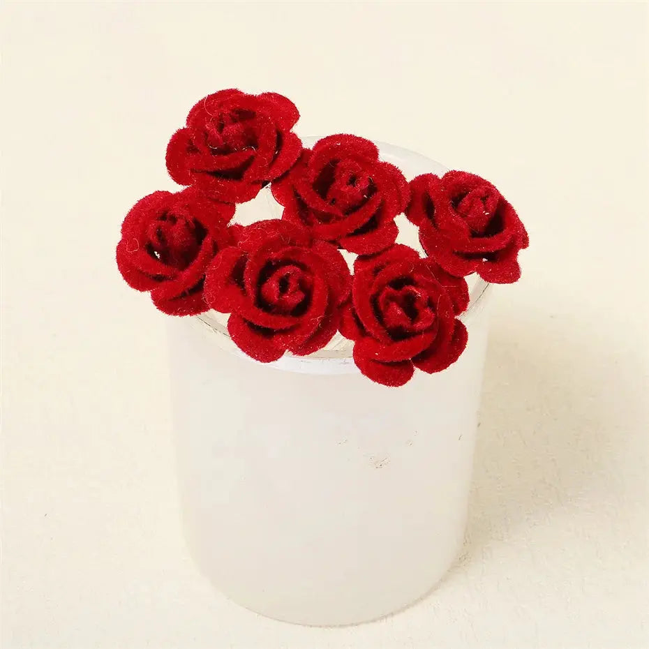 6 pcs/lot Red Rose Wedding/Bridal Hairpins, Flower Hair Accessories for Women, Bridal Headpiece, Floral Hair Pins-hair accessories-SWEET T 52