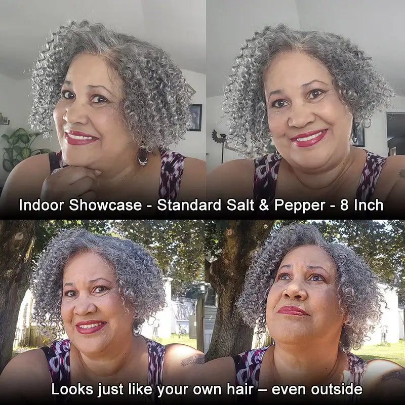 Soullady Short Jerry Curly Gray Wig Real Salt & Pepper Human Hair Glueless Lace Wigs For Mature Upgrade Deep Wave Bob Wig Sweet T 52