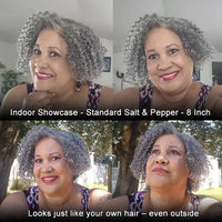 Soullady Short Jerry Curly Gray Wig Real Salt & Pepper Human Hair Glueless Lace Wigs For Mature Upgrade Deep Wave Bob Wig Sweet T 52