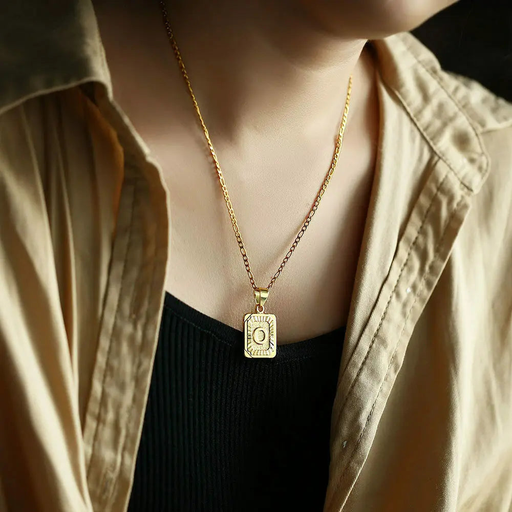 Initial Letter Pendant Necklace, Stainless Steel
