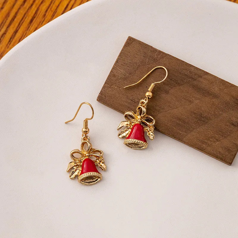 Vintage Metal Christmas Tree Dangle Earrings for Women - Fashion Socks, Santa Claus, Snowflake Drop Earrings