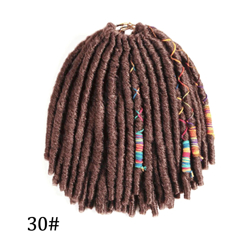 Faux Locks Crochet Hair Natural Hair Extensions Synthetic Crochet Braiding Hair Dreadlocks with Colored Line Short Hair Bundles SWEET T 52