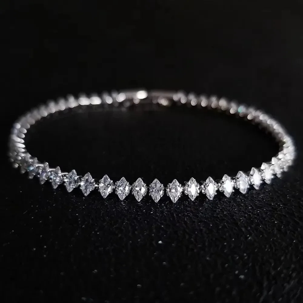 Marquise-Cut Tennis Bracelet, Stainless Steel