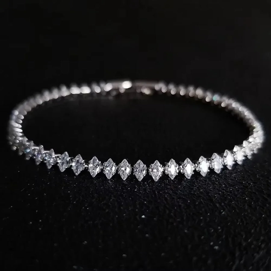 Marquise-Cut Tennis Bracelet, Stainless Steel