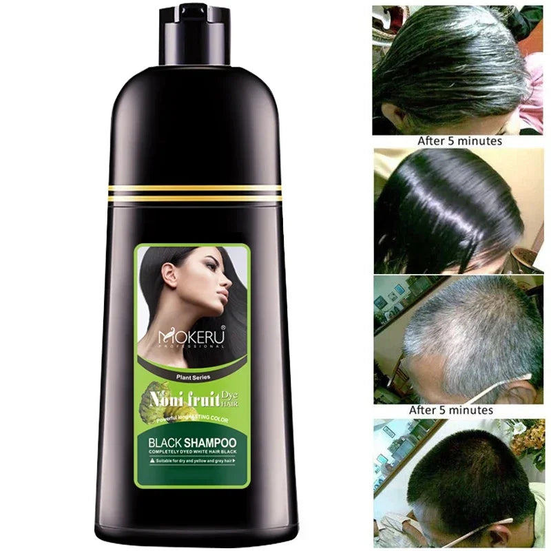 Organic Natural Fast color Hair Dye, Noni Plant Essence Hair Shampoo to Cover Gray/White Hair