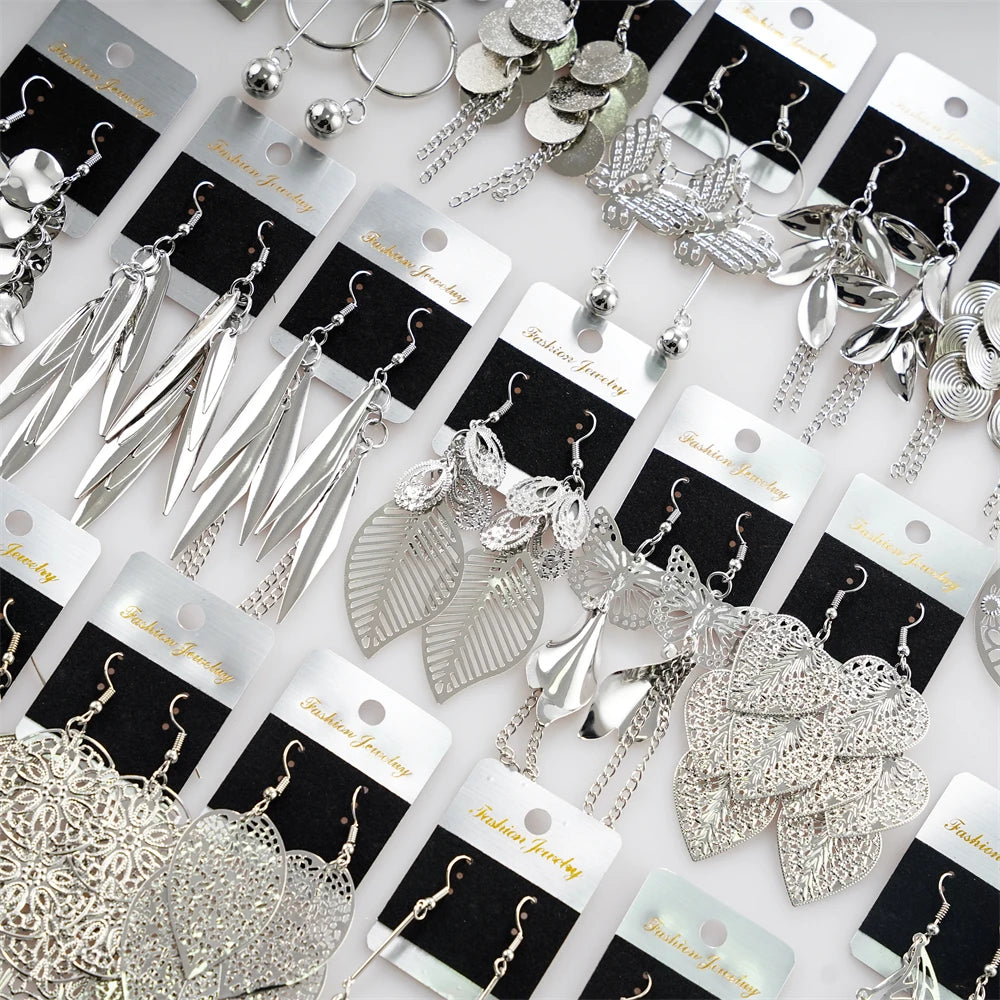 10 Pair/Lot Fashion Shiny Trendy Geometric Pendant Hook Earrings for Women. Star/Heart/Mixed Styles Dangle Jewelry
