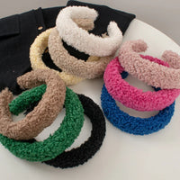 Plush Wide, Thick, Faux Fur Wool Hairbands.  4 cm Wide Solid Color Headbands for Women, Plain Fluffy Winter Hair Accessories