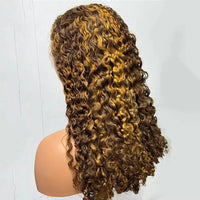 250 Density 12A Double Drawn Burmese Curl Curly Human Hair Wig - 13x4 Lace Frontal Human Hair Wig, Piano Color Hair