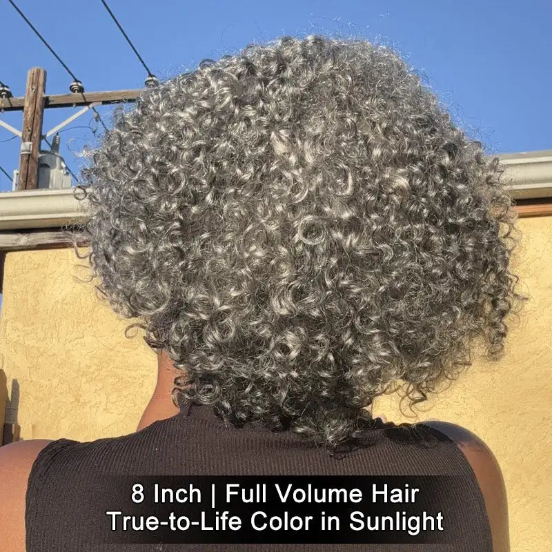 Soullady Short Jerry Curly Gray Wig Real Salt & Pepper Human Hair Glueless Lace Wigs For Mature Upgrade Deep Wave Bob Wig Sweet T 52