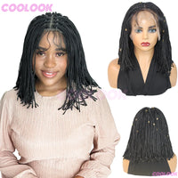 12" Short Braided Wigs for Women, Synthetic Wig, 6*6 Lace Braided African Wigs, Cornrow Micro Braids
