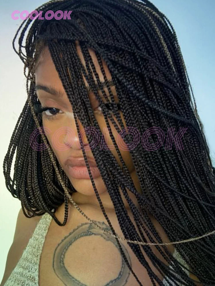 10" Short Bob Wigs Synthetic Braided Wigs For Women Box Braid Full Lace Wig Braid African Cornrow Braids Lace Wigs Cheap Sweet T 52