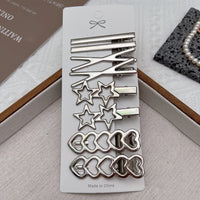 Y2K Silver Metal Hair Clips Set