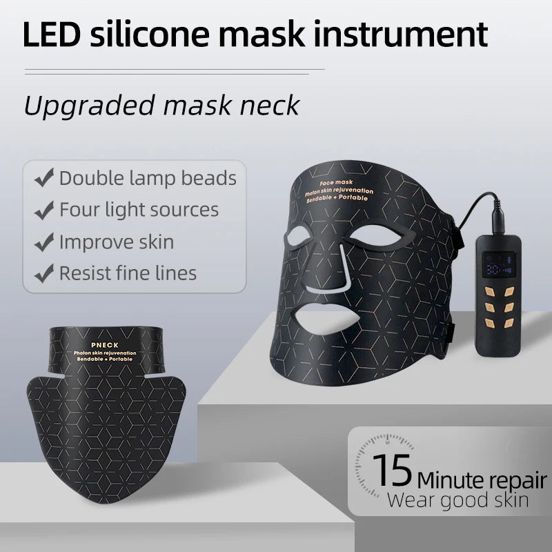 LED Photon Beauty Infrared Mask Instrument, USB Electronic Mask for Rejuvenation, Lighten Fine Lines, Brighten Skin Tone & Repair Skin