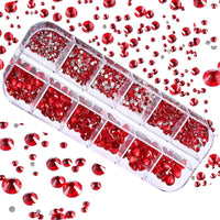 12Gird Box Multi Size AB/Colorful Non-Hotfix Rhinestones Flatback Crystal Diamond Gems 3D Glitter Nail Art Luxurious Decorations