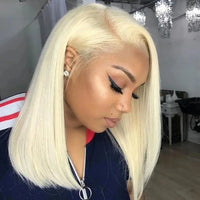 613 Short Blonde Human Hair Lace Front Wigs for Women, 13x6 HD Transparent, 200% Density