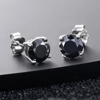 Black Moissanite Stud Earrings, Marked 925 Sterling Silver