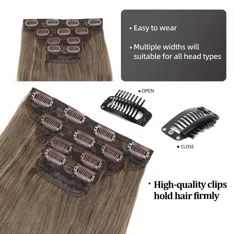 24 Inches 4Pcs/lot 220Grams Bio Synthetic Body Wavy Piano Blond 27/613 Clips In Hair Extensions Natural Heat Resistant Fiber