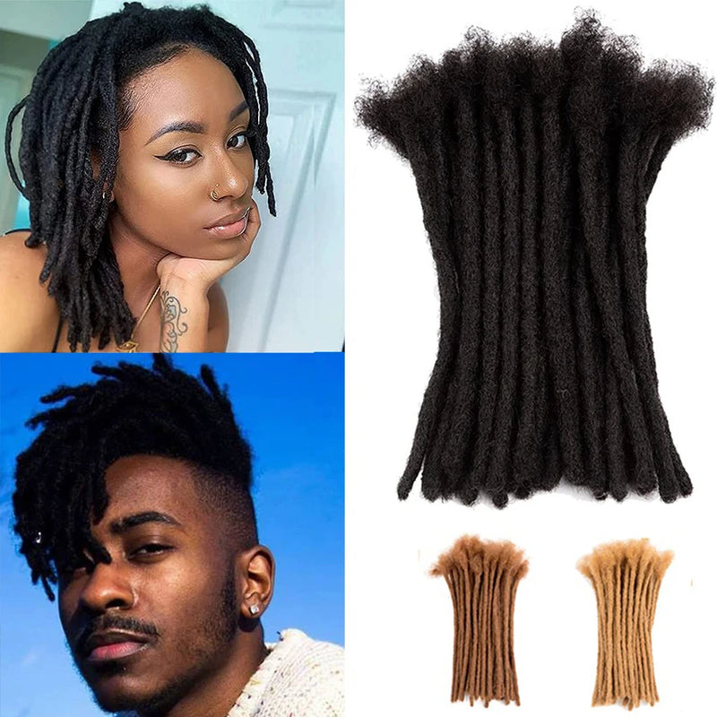 Extensions de cheveux humains Dreadlock pour hommes/femmes - Tresses au crochet, extensions de dreadlocks en cheveux biologiques, 0,6 cm