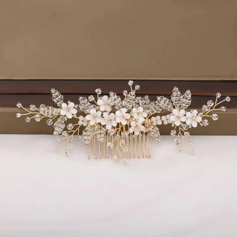 Silver/Gold/Pearl/Rhinestone Hair Accessories, Crystal Bridal Headdress/Hair Combs for Women & Girls-hair accessories-SWEET T 52