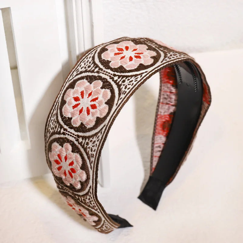 Ethnic Hairbands (Embroidered Flower/Leaf) Wide Hairbands for Women & Girls. Hair Hoops
