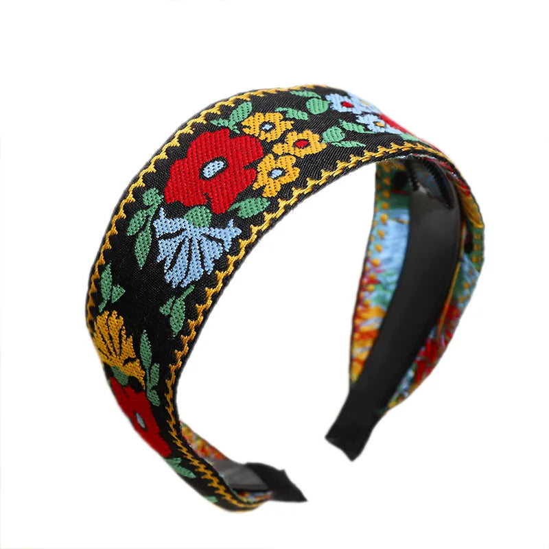 Ethnic Hairbands (Embroidered Flower/Leaf) Wide Hairbands for Women & Girls. Hair Hoops