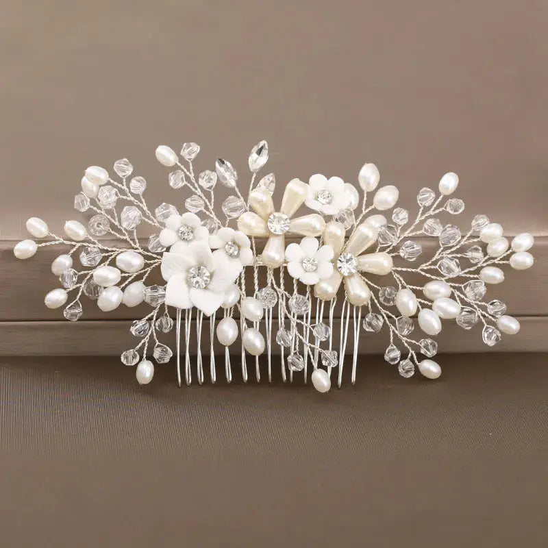 Wedding Hair Combs Bridal Hair Accessories For Women Hair Jewelry Silver Color Pearl Rhinestone Head Jewelry Women Accessories-hair accessories-SWEET T 52