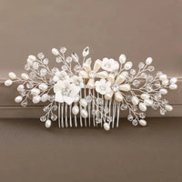 Wedding Hair Combs Bridal Hair Accessories For Women Hair Jewelry Silver Color Pearl Rhinestone Head Jewelry Women Accessories-hair accessories-SWEET T 52