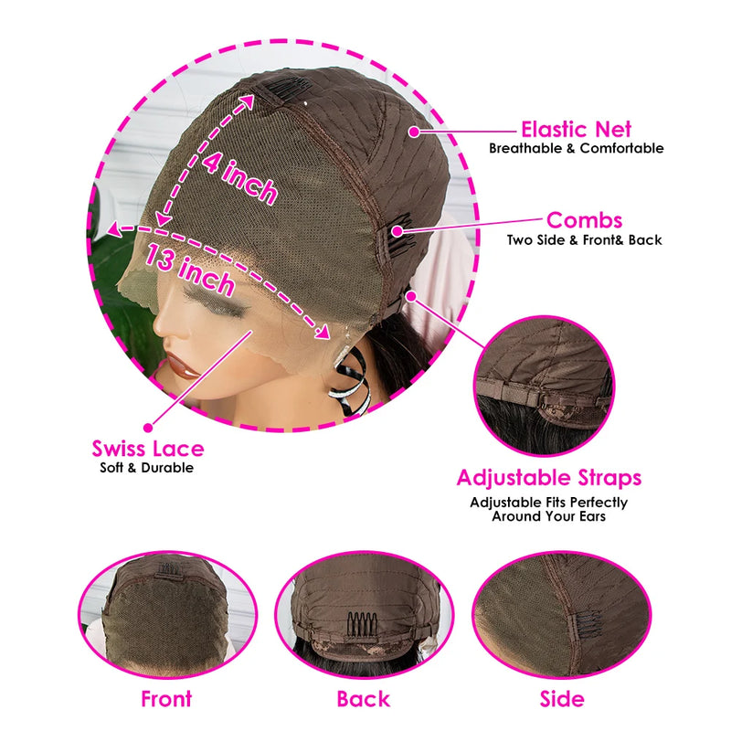 Gray Pixie Cut Wig Bob Human Hair Wigs 180% Density 13x4 Transparent Lace Frontal Short Bob Wig Brazilian Remy Hair for Women Sweet T 52