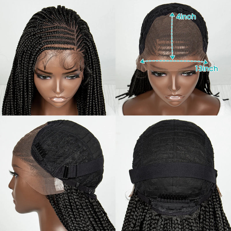 Braided Bob Wig, Synthetic Lace Front Wig, Knotless Box Braided Wig with Baby Hair for Women-hair accessories-SWEET T 52