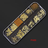 12Gird Box Multi Size AB/Colorful Non-Hotfix Rhinestones Flatback Crystal Diamond Gems 3D Glitter Nail Art Luxurious Decorations