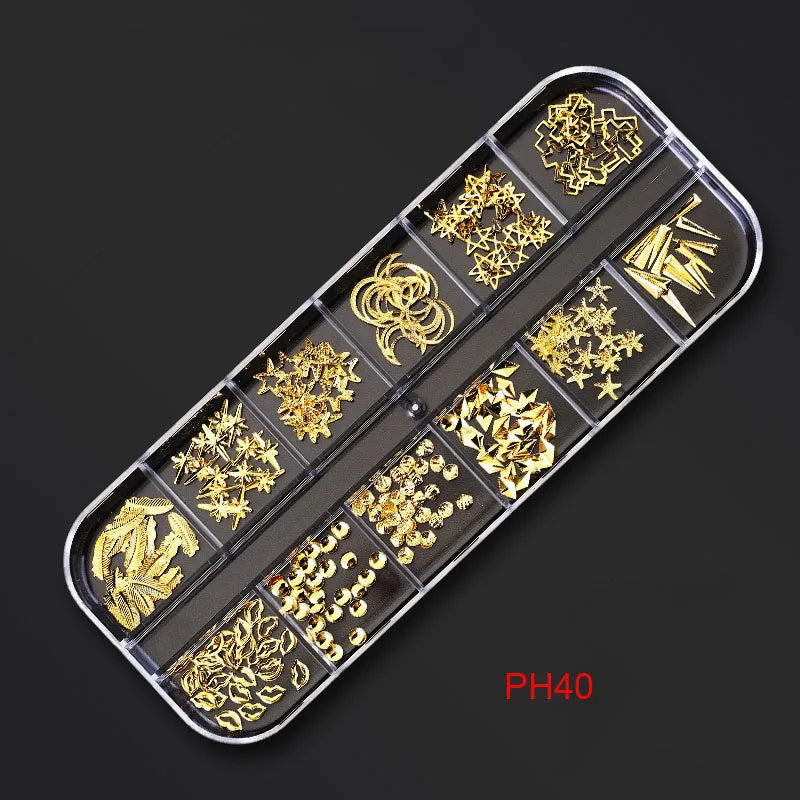 12Gird Box Multi Size AB/Colorful Non-Hotfix Rhinestones Flatback Crystal Diamond Gems 3D Glitter Nail Art Luxurious Decorations SWEET T 52